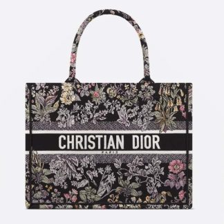 Replica Dior Medium Dior Book Tote Black Embroidery #4144