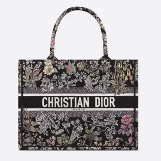 Replica Dior Medium Dior Book Tote Black Embroidery #4144