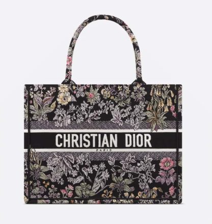 Replica Dior Medium Dior Book Tote Black Embroidery #4144