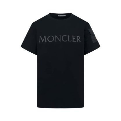 REPLICA MONCLER LAMINATED LOGO COTTON T-SHIRT #4140