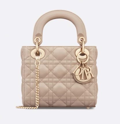 Replica Dior Mini Lady Dior Bag Powder Beige Cannage Lambskin #4146