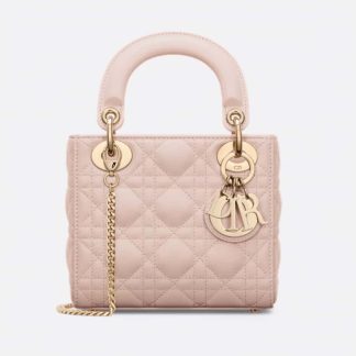 Replica Dior Mini Lady Dior Bag Powder Pink Cannage Lambskin #4147