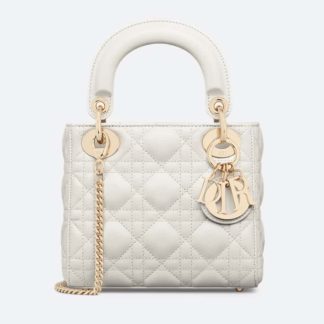 Replica Dior Mini Lady Dior Bag Latte Cannage Lambskin #4149