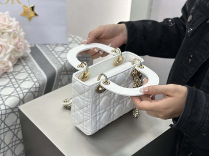  Dior Mini Lady Dior Bag Latte Cannage Lambskin #4149 - Image 7