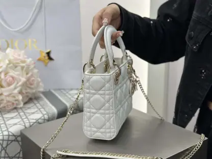  Dior Mini Lady Dior Bag Latte Cannage Lambskin #4149 - Image 8