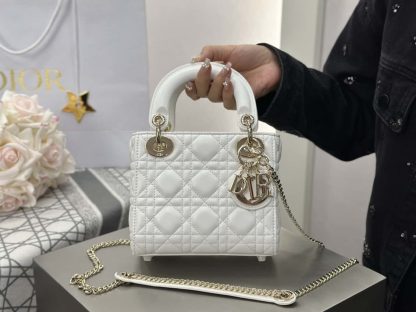  Dior Mini Lady Dior Bag Latte Cannage Lambskin #4149 - Image 10
