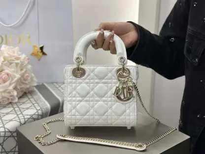  Dior Mini Lady Dior Bag Latte Cannage Lambskin #4149 - Image 10