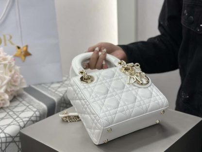 Dior Mini Lady Dior Bag Latte Cannage Lambskin #4149 - Image 2