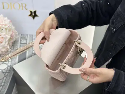  Dior Mini Lady Dior Bag Powder Beige Cannage Lambskin #4146 - Image 7