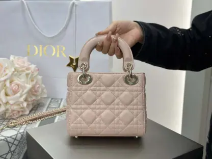  Dior Mini Lady Dior Bag Powder Beige Cannage Lambskin #4146 - Image 3