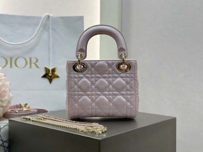  Dior Mini Lady Dior Bag Powder Pink Cannage Lambskin #4147 - Image 6