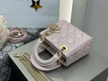  Dior Mini Lady Dior Bag Powder Pink Cannage Lambskin #4147 - Image 8
