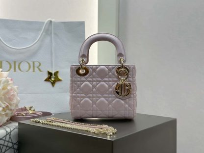  Dior Mini Lady Dior Bag Powder Pink Cannage Lambskin #4147 - Image 9