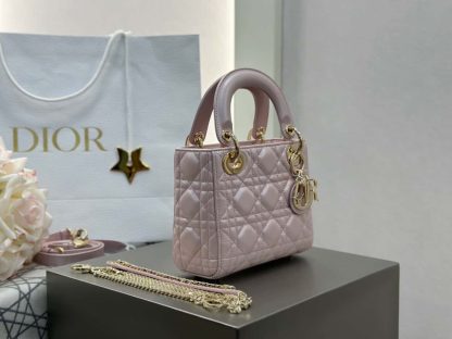  Dior Mini Lady Dior Bag Powder Pink Cannage Lambskin #4147 - Image 2