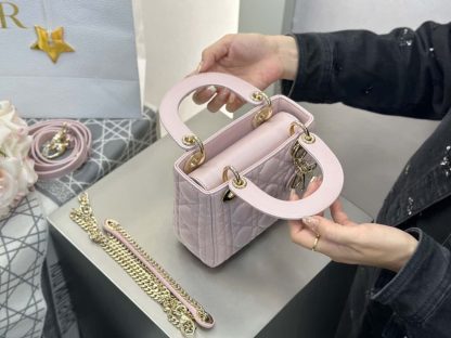  Dior Mini Lady Dior Bag Powder Pink Cannage Lambskin #4147 - Image 3