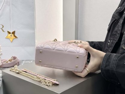  Dior Mini Lady Dior Bag Powder Pink Cannage Lambskin #4147 - Image 5