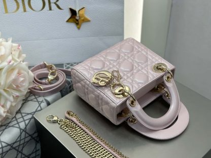  Dior Mini Lady Dior Bag Powder Pink Cannage Lambskin #4147 - Image 4