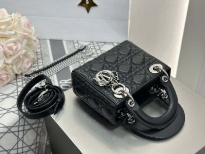  Dior Mini Lady Dior Bag Black Cannage Lambskin Sliver #4150 - Image 6