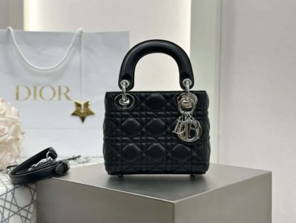 Dior Mini Lady Dior Bag Black Cannage Lambskin Sliver #4150 - Image 2