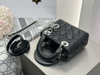  Dior Mini Lady Dior Bag Black Cannage Lambskin Sliver #4150 - Image 5