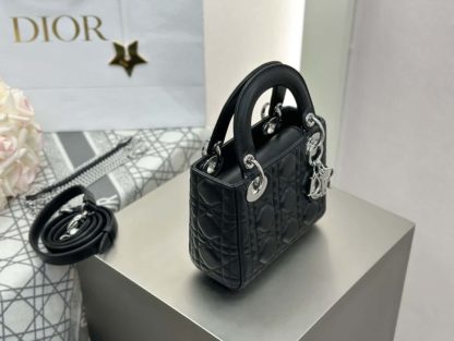  Dior Mini Lady Dior Bag Black Cannage Lambskin Sliver #4150 - Image 9