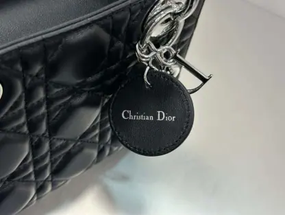  Dior Mini Lady Dior Bag Black Cannage Lambskin Sliver #4150 - Image 10