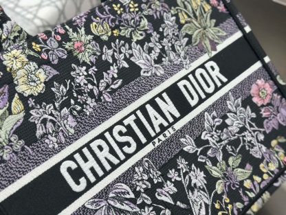  Dior Medium Dior Book Tote Black Embroidery #4144 - Image 7