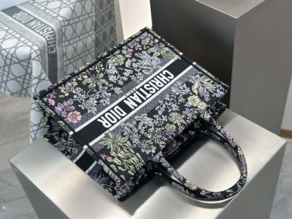  Dior Medium Dior Book Tote Black Embroidery #4144 - Image 9