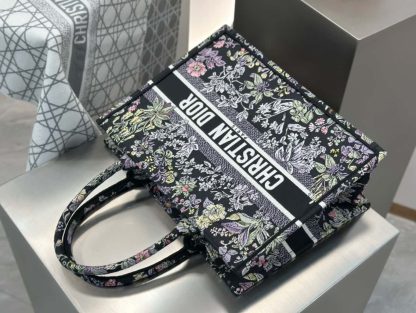  Dior Medium Dior Book Tote Black Embroidery #4144 - Image 4