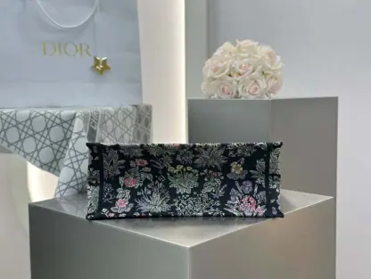  Dior Medium Dior Book Tote Black Embroidery #4144 - Image 3