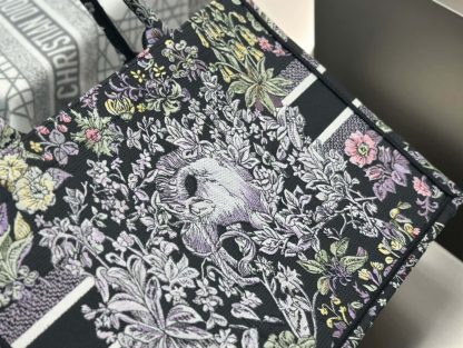  Dior Medium Dior Book Tote Black Embroidery #4144 - Image 2
