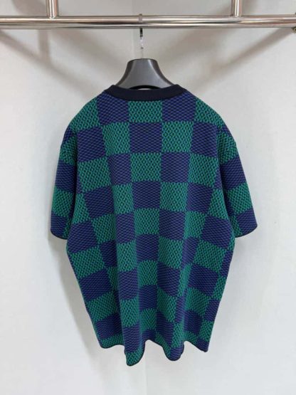  Louis Vuitton Jacquard Damier Short-Sleeved Cotton Crewneck T Shirt #4154 - Image 4