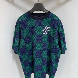 Replica Louis Vuitton Jacquard Damier Short-Sleeved Cotton Crewneck T Shirt #4154