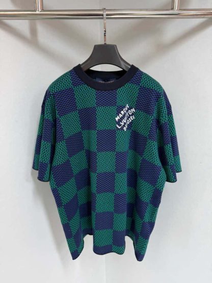 Replica Louis Vuitton Jacquard Damier Short-Sleeved Cotton Crewneck T Shirt #4154