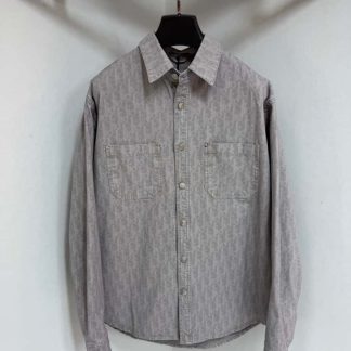 Replica Dior Oblique Overshirt Gray Cotton Denim #4139