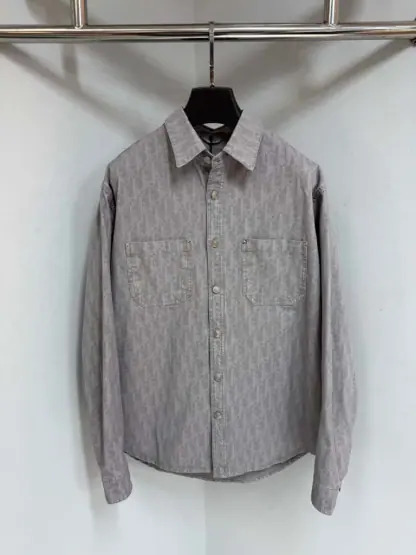 Replica Dior Oblique Overshirt Gray Cotton Denim #4139