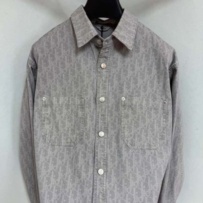  Dior Oblique Overshirt Gray Cotton Denim #4139 - Image 6