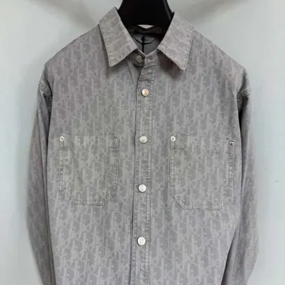  Dior Oblique Overshirt Gray Cotton Denim #4139 - Image 6