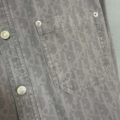  Dior Oblique Overshirt Gray Cotton Denim #4139 - Image 7