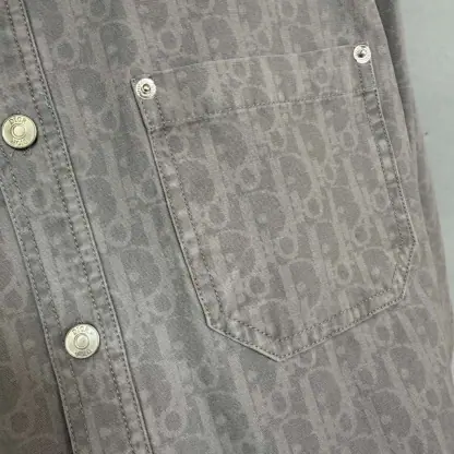 Dior Oblique Overshirt Gray Cotton Denim #4139 - Image 7
