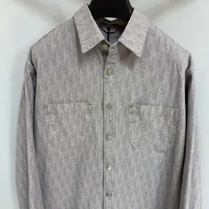  Dior Oblique Overshirt Gray Cotton Denim #4139 - Image 3