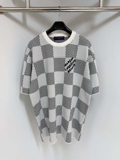 Replica Louis Vuitton Damier Jacquard Short-Sleeved Crewneck #4152