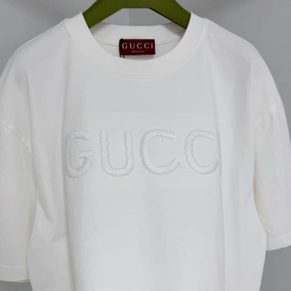  GUCCI EMBROIDERED COTTON JERSEY T-SHIRT WHITE #4158 - Image 6