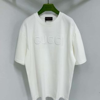 Replica GUCCI EMBROIDERED COTTON JERSEY T-SHIRT WHITE #4158