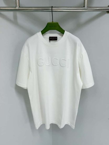 Replica GUCCI EMBROIDERED COTTON JERSEY T-SHIRT WHITE #4158