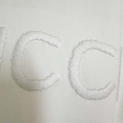  GUCCI EMBROIDERED COTTON JERSEY T-SHIRT WHITE #4158 - Image 4
