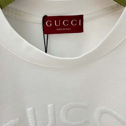  GUCCI EMBROIDERED COTTON JERSEY T-SHIRT WHITE #4158 - Image 5