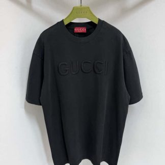 Replica GUCCI EMBROIDERED COTTON JERSEY T-SHIRT BLACK #4157