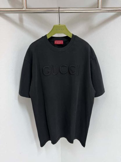 Replica GUCCI EMBROIDERED COTTON JERSEY T-SHIRT BLACK #4157