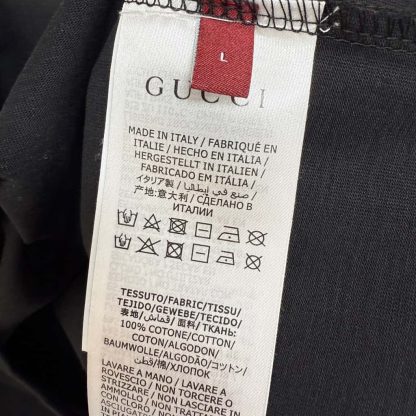  GUCCI EMBROIDERED COTTON JERSEY T-SHIRT BLACK #4157 - Image 4